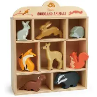 Tender Leaf Toys Set van houten dieren - - TL8470 - 8 dieren - Inclusief plank - Bosmotief