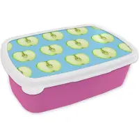 MuchoWow Broodtrommel Roze - Lunchbox - Brooddoos - Appel - Patroon - Kleuren - 18x12x6 cm - Kinderen - Meisje