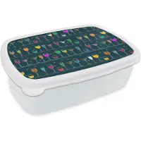 MuchoWow Broodtrommel Wit - Lunchbox - Brooddoos - Cocktails - Bar - Neon - Design - 18x12x6 cm - Volwassenen