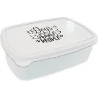 MuchoWow Broodtrommel Wit - Lunchbox - Brooddoos - Quotes - Dogs are my favorite people - Hond - Spreuken - 18x12x6 cm - Volwassenen