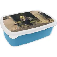 MuchoWow Broodtrommel Blauw - Lunchbox - Brooddoos - Staartartiest speelt accordeon op de starten van Old San Juan - 18x12x6 cm - Kinderen - Jongen