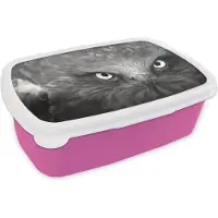 MuchoWow Broodtrommel Roze - Lunchbox - Brooddoos - Arend - Zwart - Wit - 18x12x6 cm - Kinderen - Meisje