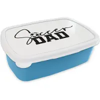 MuchoWow Broodtrommel Blauw - Lunchbox - Brooddoos - Quotes - Spreuken - Soccer dad - Voetbalvader - Papa - 18x12x6 cm - Kinderen - Jongen