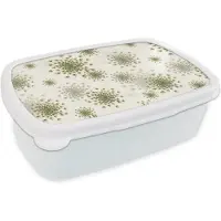 MuchoWow Broodtrommel Wit - Lunchbox - Brooddoos - Wildbloemen - Patronen - Zaden - 18x12x6 cm - Volwassenen