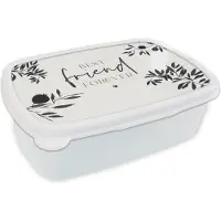 MuchoWow Broodtrommel Wit - Lunchbox - Brooddoos - BFF - Best friends forever - Beste vrienden - Quotes - Spreuken - 18x12x6 cm - Volwassenen