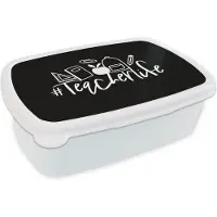MuchoWow Broodtrommel Wit - Lunchbox - Brooddoos - Quotes - Leerkracht - Spreuken - #Teacherlife - 18x12x6 cm - Volwassenen