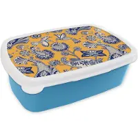 MuchoWow Broodtrommel Blauw - Lunchbox - Brooddoos - Jungle - Design - Vogel - Kolibrie - 18x12x6 cm - Kinderen - Jongen
