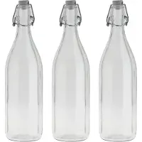Bormioli Rocco waterfles met beugeldop - 6x stuks - helder transparant - 1000 ml - Giara home deco fles - weckflessen
