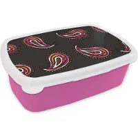 MuchoWow Broodtrommel Roze - Lunchbox - Brooddoos - Retro - Bandana - Patroon - 18x12x6 cm - Kinderen - Meisje