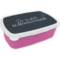 MuchoWow Broodtrommel Roze - Lunchbox - Brooddoos - Vaderdag kados - Quote - Schoonvader - De leukste schoonvader - Spreuken - 18x12x6 cm - Kinderen - Meisje