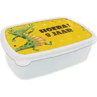 MuchoWow Broodtrommel Wit - Lunchbox - Brooddoos - Jubileum - Krokodil - Versiering - 18x12x6 cm - Volwassenen