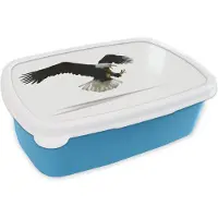 MuchoWow Broodtrommel Blauw - Lunchbox - Brooddoos - Arend - Vogel - Wit - 18x12x6 cm - Kinderen - Jongen