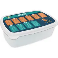 MuchoWow Broodtrommel Wit - Lunchbox - Brooddoos - Kinderkamer - Tafels - Educatief - Kids - Kinderen - Jongens - Meisjes - Kindje - 18x12x6 cm - Volwassenen