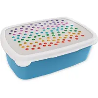 MuchoWow Broodtrommel Blauw - Lunchbox - Brooddoos - Regenboogkleurige gaten in wit papier - 18x12x6 cm - Kinderen - Jongen
