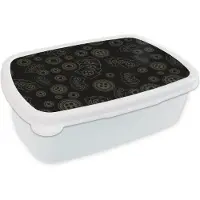MuchoWow Broodtrommel Wit - Lunchbox - Brooddoos - Poker - Speelkaarten - Gokken - Patroon - 18x12x6 cm - Volwassenen