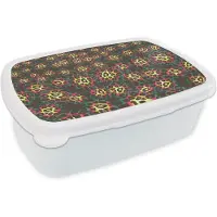 MuchoWow Broodtrommel Wit - Lunchbox - Brooddoos - Luipaard - Kleurrijk - Design - 18x12x6 cm - Volwassenen