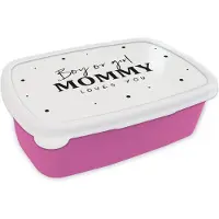 MuchoWow Broodtrommel Roze - Lunchbox - Brooddoos - Mama - Baby's - Ouderschap - Quotes - Boy or Girl Mommy loves you - 18x12x6 cm - Kinderen - Meisje