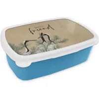 MuchoWow Broodtrommel Blauw - Lunchbox - Brooddoos - Best friend - Quotes - Spreuken - Vriendschap - Beste vrienden - 18x12x6 cm - Kinderen - Jongen