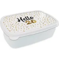 MuchoWow Broodtrommel Wit - Lunchbox - Brooddoos - Jubileum - 20 jaar - Design - 18x12x6 cm - Volwassenen