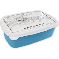 MuchoWow Broodtrommel Blauw - Lunchbox - Brooddoos - Plattegrond - Dresden - Kaart - Stadskaart - 18x12x6 cm - Kinderen - Jongen