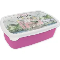 MuchoWow Broodtrommel Roze - Lunchbox - Brooddoos - Spreuken - Quotes - Meisje - Girls room - Kids - Baby - Meiden - 18x12x6 cm - Kinderen - Meisje