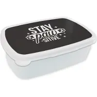 MuchoWow Broodtrommel Wit - Lunchbox - Brooddoos - Quotes - Stay pawsitive - Spreuken - Hond - 18x12x6 cm - Volwassenen