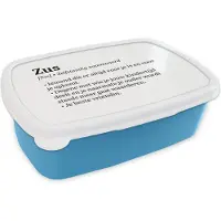 MuchoWow Broodtrommel Blauw - Lunchbox - Brooddoos - Zus definitie - Woordenboek - Zus - Quotes - Spreuken - 18x12x6 cm - Kinderen - Jongen