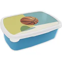 MuchoWow Broodtrommel Blauw - Lunchbox - Brooddoos - Een basketbal in een kleurrijke omgeving - 18x12x6 cm - Kinderen - Jongen