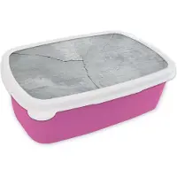 MuchoWow Broodtrommel Roze - Lunchbox Beton - Scheur - Grijs - Brooddoos 18x12x6 cm - Brood lunch box - Broodtrommels voor kinderen en volwassenen