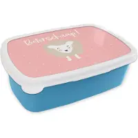 MuchoWow Broodtrommel Blauw - Lunchbox - Brooddoos - Get well soon - Quotes - Roze - Schaap - 18x12x6 cm - Kinderen - Jongen