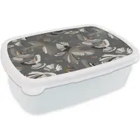 MuchoWow Broodtrommel Wit - Lunchbox - Brooddoos - Vogel - Patroon - Wolken - 18x12x6 cm - Volwassenen