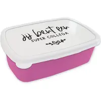 MuchoWow Broodtrommel Roze - Lunchbox Jij bent een super collega - Quotes - Collega - Spreuken - Brooddoos 18x12x6 cm - Brood lunch box - Broodtrommels voor kinderen en volwassenen