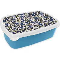 MuchoWow Broodtrommel Blauw - Lunchbox - Brooddoos - Panter - Design - Blauw - Groen - 18x12x6 cm - Kinderen - Jongen
