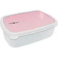 MuchoWow Broodtrommel Wit - Lunchbox - Brooddoos - Stijgend vliegtuig in een roze lucht - 18x12x6 cm - Volwassenen