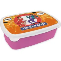 MuchoWow Broodtrommel Roze - Lunchbox - Brooddoos - Spreuken - Quotes - 'Geslaagd' - Feest - 18x12x6 cm - Kinderen - Meisje