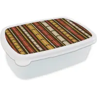 MuchoWow Broodtrommel Wit - Lunchbox - Brooddoos - Bamboe - Bos - Japans - Patronen - 18x12x6 cm - Volwassenen