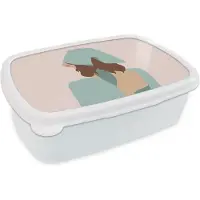 MuchoWow Broodtrommel Wit - Lunchbox - Brooddoos - Zomer - Vrouw - Abstract - 18x12x6 cm - Volwassenen
