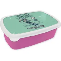 MuchoWow Broodtrommel Roze - Lunchbox - Brooddoos - Skipak - Retro - Groen - 18x12x6 cm - Kinderen - Meisje