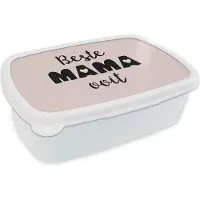 MuchoWow Broodtrommel Wit - Lunchbox - Brooddoos - Mama - Spreuken - Beste mama ooit - Quotes - 18x12x6 cm - Volwassenen