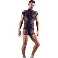 Sven Joyment Netstof Korte Body met Harnas Motief