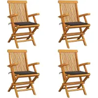 vidaXL Tuinstoelen 4 st met taupe kussens massief teakhout