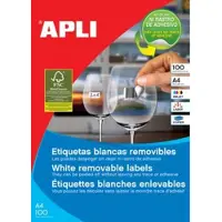 APLI afneembare witte etiketten ft 210 x 297 mm (b x h) (b x h), 100 stuks, 1 per blad (3060)