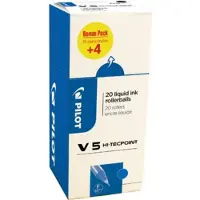OfficeTown Pilot Roller Hi-tecpoint V5 0,3 Mm, Blauw, Value Pack Met 16 + 4 Stuks