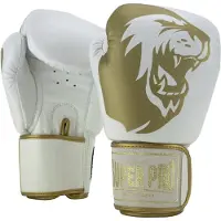 Super Pro Warrior Bokshandschoenen - Leer - Wit/Goud - 12 oz.