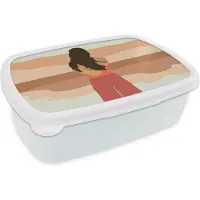 MuchoWow Broodtrommel Wit - Lunchbox - Brooddoos - Vrouw - Kleding - Strand - Zomer - 18x12x6 cm - Volwassenen