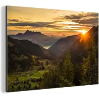 MuchoWow Wanddecoratie Metaal - Aluminium Schilderij Industrieel - Alpen - Berg - Zon - 180x120 cm - Dibond - Foto op aluminium - Industriële muurdecoratie - Voor de woonkamer/slaapkamer