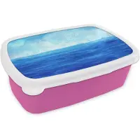 MuchoWow Broodtrommel Roze - Lunchbox - Brooddoos - Zee - Waterverf - Lucht - 18x12x6 cm - Kinderen - Meisje