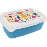 MuchoWow Broodtrommel Blauw - Lunchbox - Brooddoos - Quotes - Spreuken - Good food, good mood - Eten - 18x12x6 cm - Kinderen - Jongen