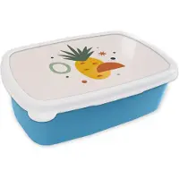 MuchoWow Broodtrommel Blauw - Lunchbox - Brooddoos - Ananas - Tropisch - Fruit - 18x12x6 cm - Kinderen - Jongen