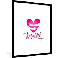 PosterMonkey Fotolijst incl. Poster - Beterschap - Spreuken - Roze - Knuffel - 60x80 cm - Posterlijst